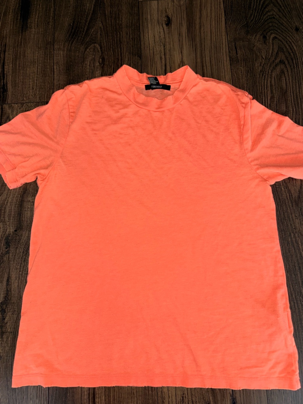 Forever 21 Bright Coral Short Sleeve Crew Tee